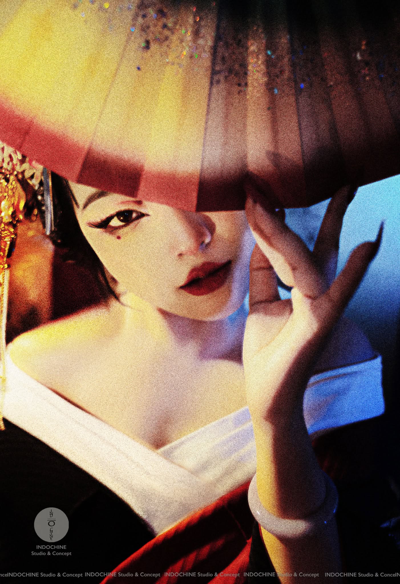 Kimono ma mị đỏ cam